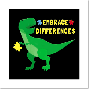 Autism Awareness Shirt Kids Women Men Dinosaur Puzzle Piece Posters and Art